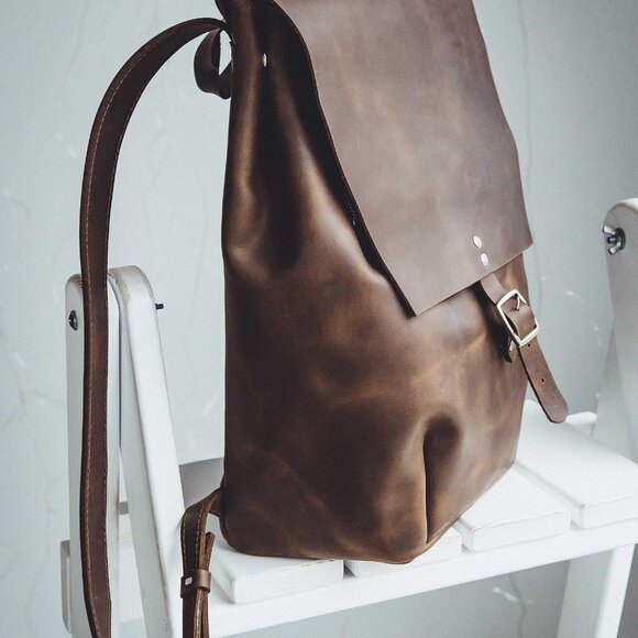 Genuine Black Leather Backpack Travel Unisex Carryon main image 7